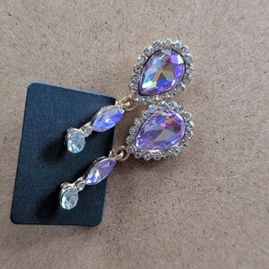 Elegant Purple Crystal Drop Earrings